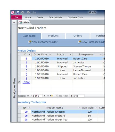 Examples of microsoft access database - lasopadatabase