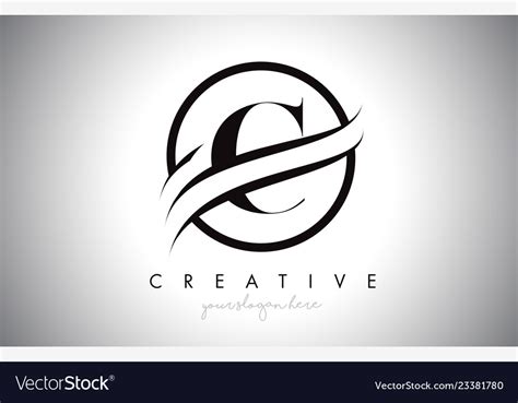 C letter logo design with circle swoosh border Vector Image