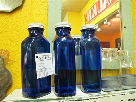 vintage apothecary blue glass bottles | Come visit: STARS AN… | Flickr