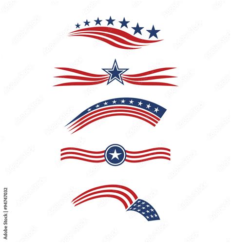 USA star flag logo stripes design elements vector icons Stock Vector | Adobe Stock