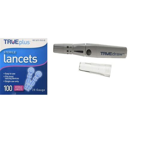 1 TRUEdraw Lancing Device and True Plus Lancets 28g, Box of 100 - Walmart.com - Walmart.com