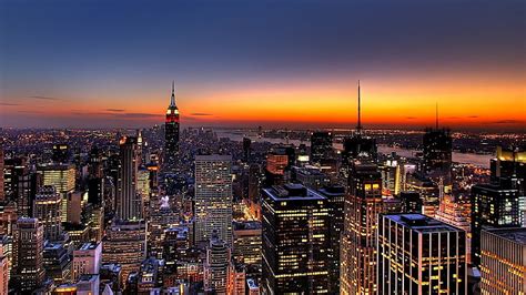 HD wallpaper: bird's eye view of buildings, new york, night ...