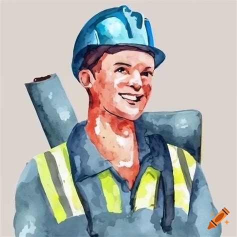 Watercolor illustration of a lineman wearing fall protection