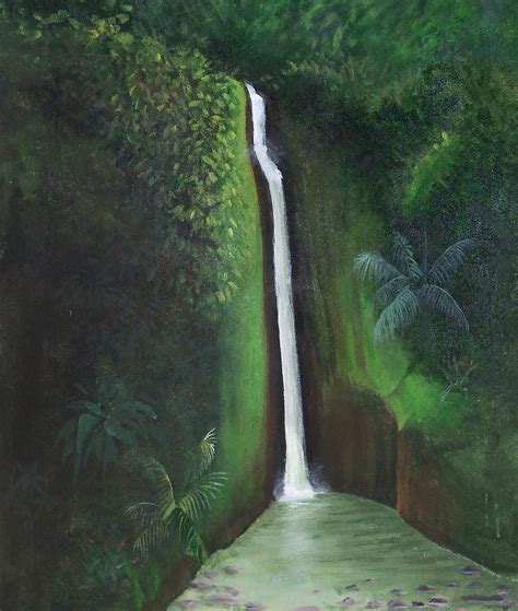 Tropical Jungle Waterfall Painting by William Patterson - Fine Art America