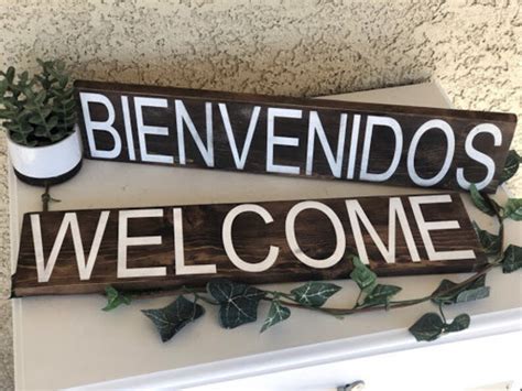 Welcome / Bienvenidos Wood Sign Plank Stand-Alone Hanging | Etsy