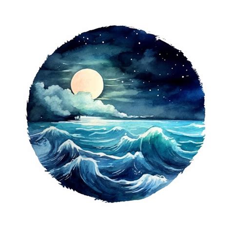 Premium Photo | Painting of a full moon over a sea with a boat in the ...