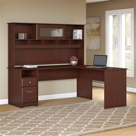 Bush CAB053HVC Cabot Collection 72"W L- Shaped Computer Desk with Hutch and Drawers Free Shipping!