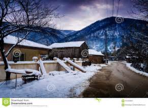 Countryside Village on Winter Snow Stock Photo - Image of frozen, countryside: 64484550