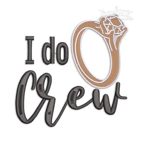 I Do Crew Diamond Wedding Ring Machine Embroidery Design