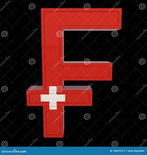 Currency Symbol with National Flag. the Swiss Currency. 3d Render Isolated on Black Stock ...