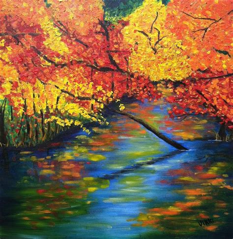 Autumn Crossing the River Painting by Vikki Angel - Fine Art America