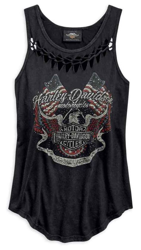 Harley-Davidson® Women's Flag Fashion Braided Neck Tank Top, Black ...