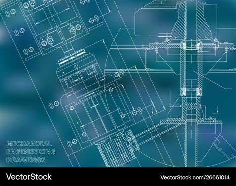 Blueprints mechanical engineering drawings Vector Image