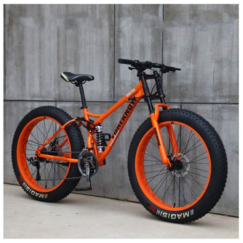 NENGGE Mountain Bikes, 26 Inch Fat Tire Hardtail Mountain Bike, Dual Suspension Frame and ...