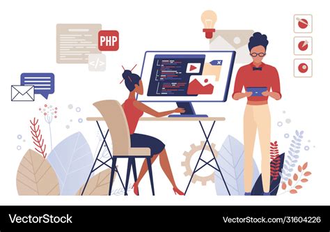 People programming cartoon Royalty Free Vector Image