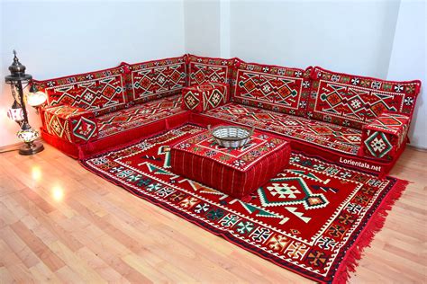 L Shaped Arabic Sofa, Floor Pillows, Floor Seating Set, Arabic Majlis ...