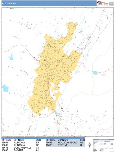 Altoona Pennsylvania Wall Map (Basic Style) by MarketMAPS - MapSales