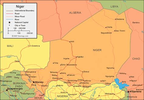 Niger Map and Satellite Image