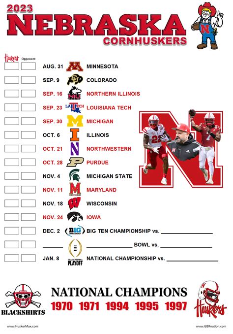 Husker Football 2024 Schedule Printable