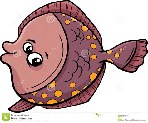 Illustration about Cartoon Illustration of Funny Flounder Fish Sea Life Animal. Illustration of ...