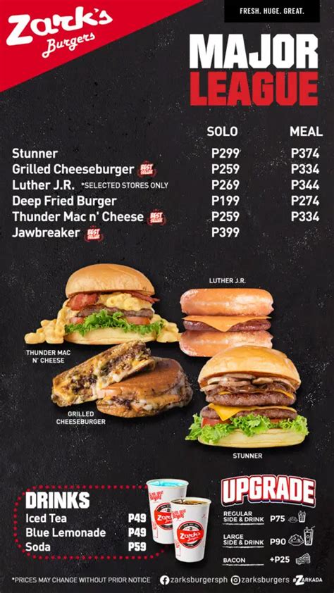 Zark's Burger Menu Philippines (2024) — Philippine Menus