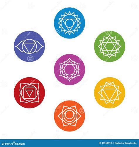 Set of Seven Chakra Symbols. Yoga, Meditation Stock Vector ...