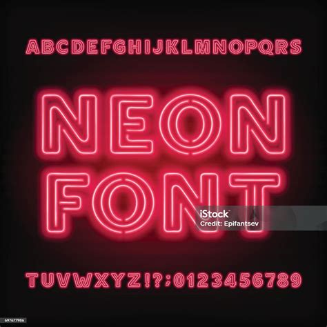 Neon Tube Alphabet Font Bold Type Letters And Numbers Stock Illustration - Download Image Now ...