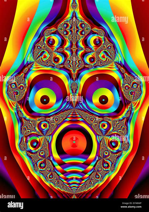 Rainbow Fractal Face Design Stock Photo - Alamy