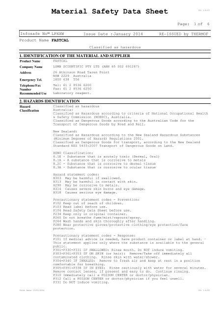 View MSDS - Thermo Fisher