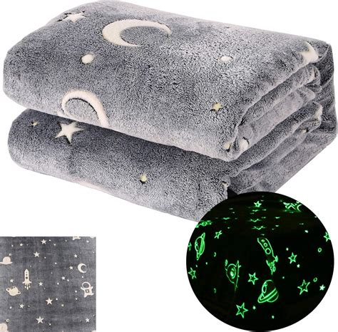 SUCHDECO Glow in The Dark Blanket, Space Luminous Blanket for Kids & Adults, Super Soft Plush ...