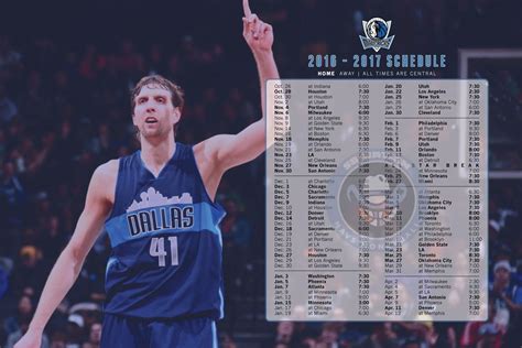 The 2016-17 Mavericks schedule, printable and as wallpaper - Mavs Moneyball