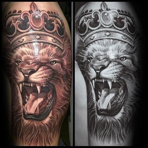 50 Wild Lion With Crown Tattoo Designs for Men | Half sleeve tattoo ...