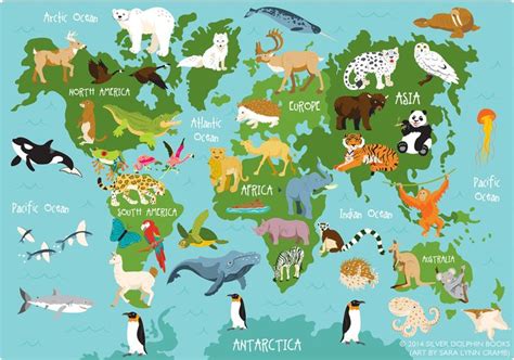 world map with ocean animals - Google Search | Animal atlas, Animal ...