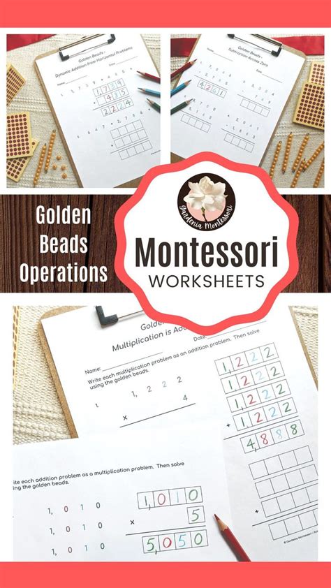 Golden Beads Operations Worksheets Printable Materials - Montessori ...