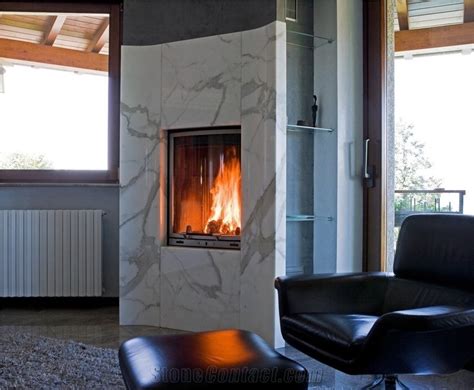 Calacatta Caldia Marble Fireplace Design from Italy - StoneContact.com