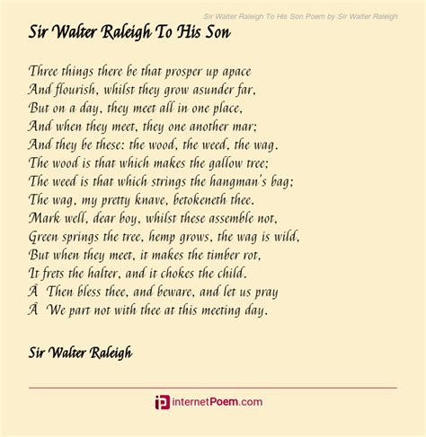 Sir Walter Raleigh To His Son Poem by Sir Walter Raleigh