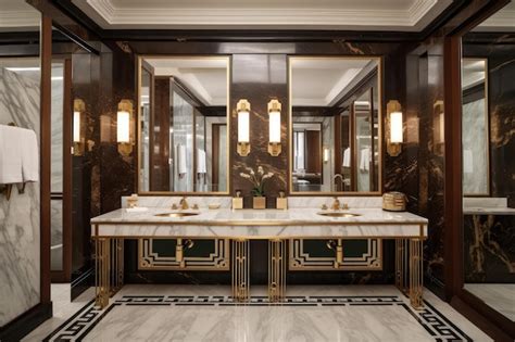 Premium AI Image | Luxurious art deco bathroom with marble floors and ...