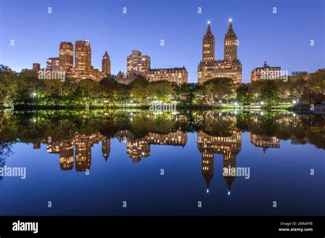 Upper West Side New York City from Central Park at night Stock Photo ...