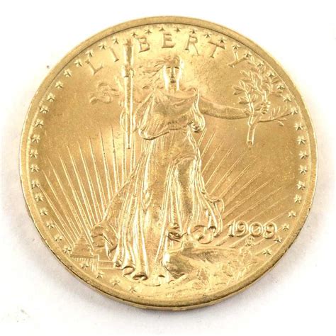 1909, Walking Liberty 22K Gold $20 Coin.