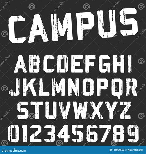 Campus College Alphabet Font Template Stock Vector - Illustration of clothing, alphabet: 118099583