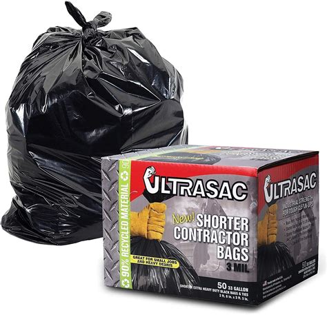 Contractor Trash Bags - (50 Pack/w Ties) - Heavy Duty 3 MIL Thick, 32 ...