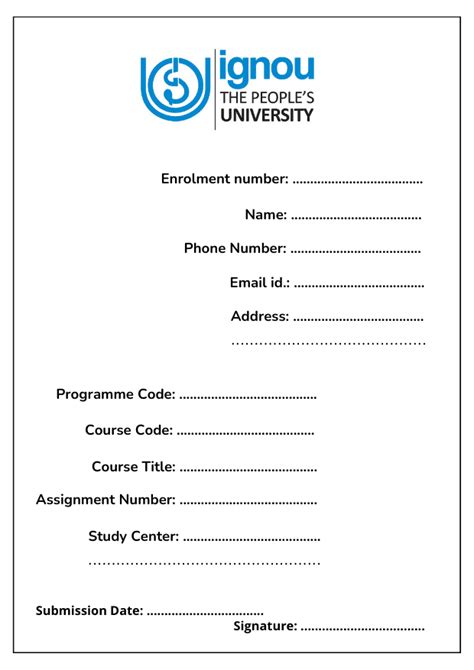 Assignment Cover Page