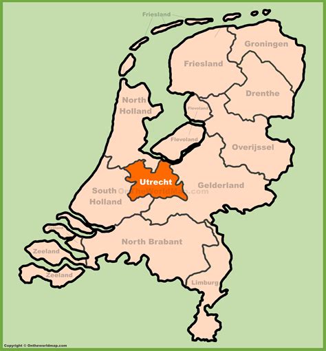 Utrecht province location on the Netherlands map - Ontheworldmap.com