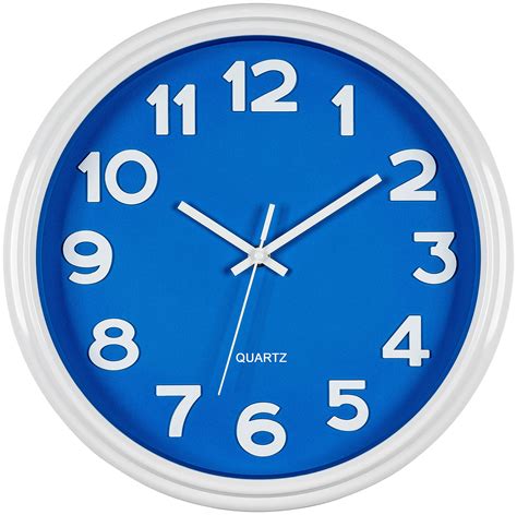 Bernhard Products Blue Wall Clock 12.5 Inch Silent Non-Ticking Modern Stylish Quartz Clocks for ...