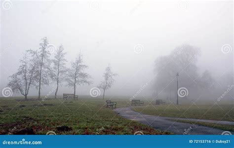 Frosty and Foggy Diss Mere Park Stock Photo - Image of benches, anglia: 72153716