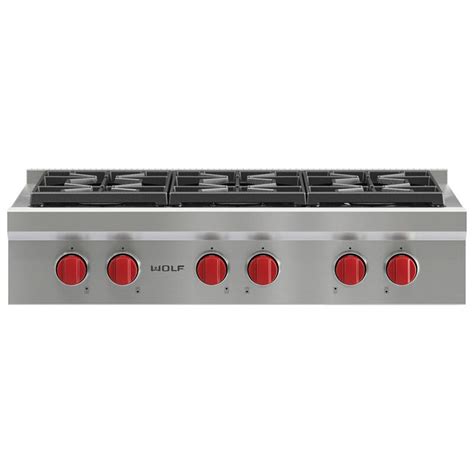 Wolf 36 in. Liquid Propane Gas Cooktop with 6 Sealed Burners ...