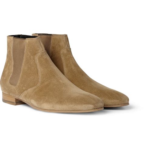 Lyst - Saint Laurent Suede Chelsea Boots in Natural for Men