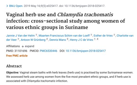 Vaginal Herb Use and Chlamydia trachomatis Infection: Cross-Sectional Study Among Women of ...