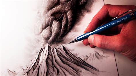 How to Draw a Volcano - YouTube