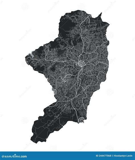 Yaounde Vector Map. Detailed Black Map of Yaounde City Poster with ...